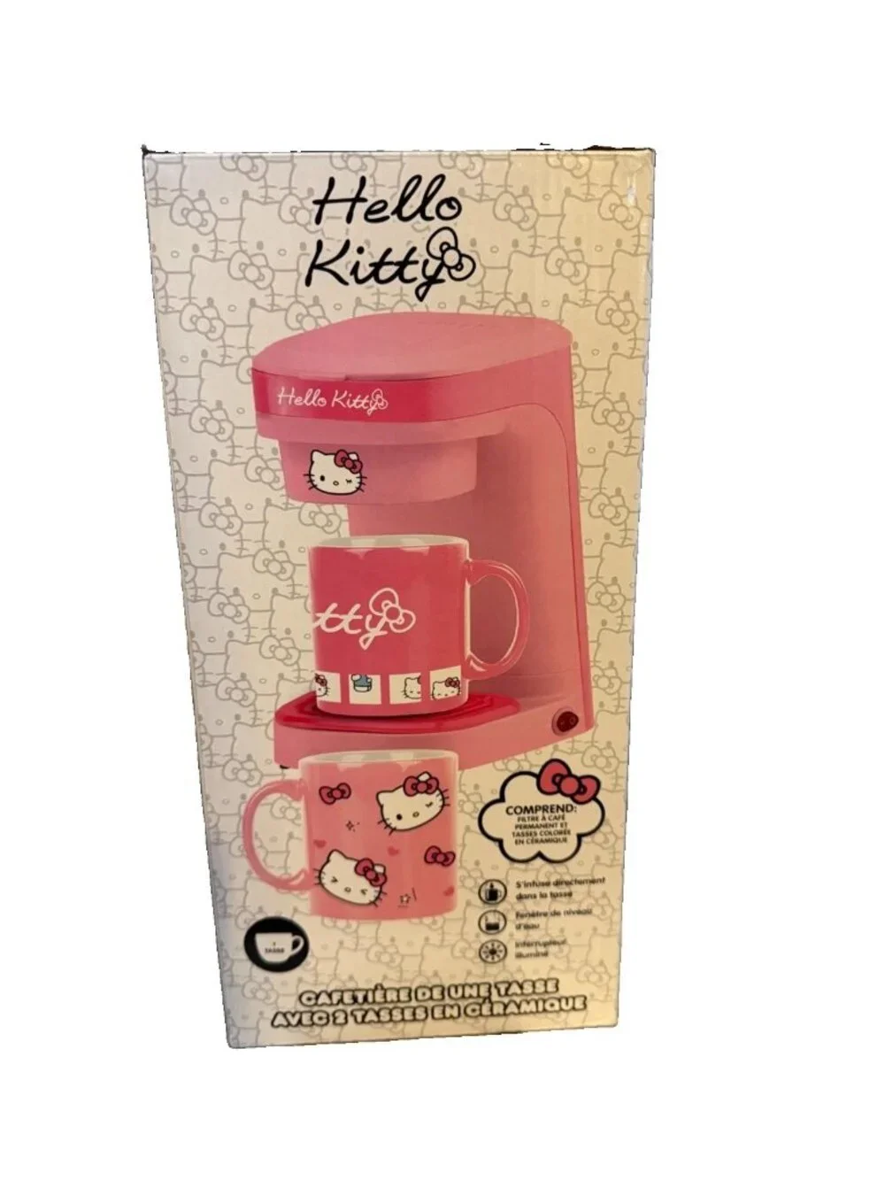 NEW Sanrio Hello Kitty Personal 1 Cup Coffee Maker with 2 Mugs - Pink